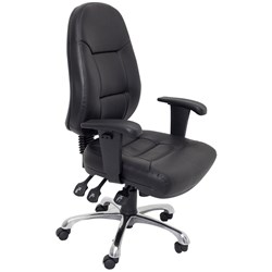 FURNX HIGH BACK TASK CHAIR Black PU Chrome Base, Arms