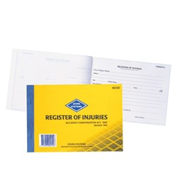 REGISTER OF INJURIES BOOK WORKCOVER  DUPLICATE