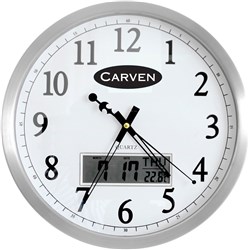 JASTEK LCD CHROME DATE CLOCK 350mm Chrome