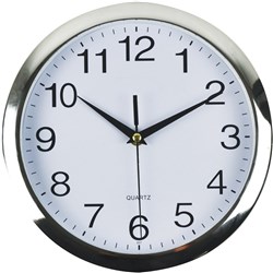 ITALPLAST WALL CLOCK 26cm Chrome Frame/White Face