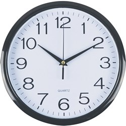 ITALPLAST 30CM WALL CLOCK Black Frame/White Face