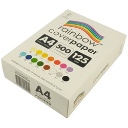 RAINBOW COVER PAPER ASSORT 125GSM A4 PACK 500