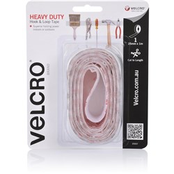 VELCRO BRAND HOOK & LOOP TAPE HEAVY DUTY 25MM X 1M WHITE Minimum buy quantity 5