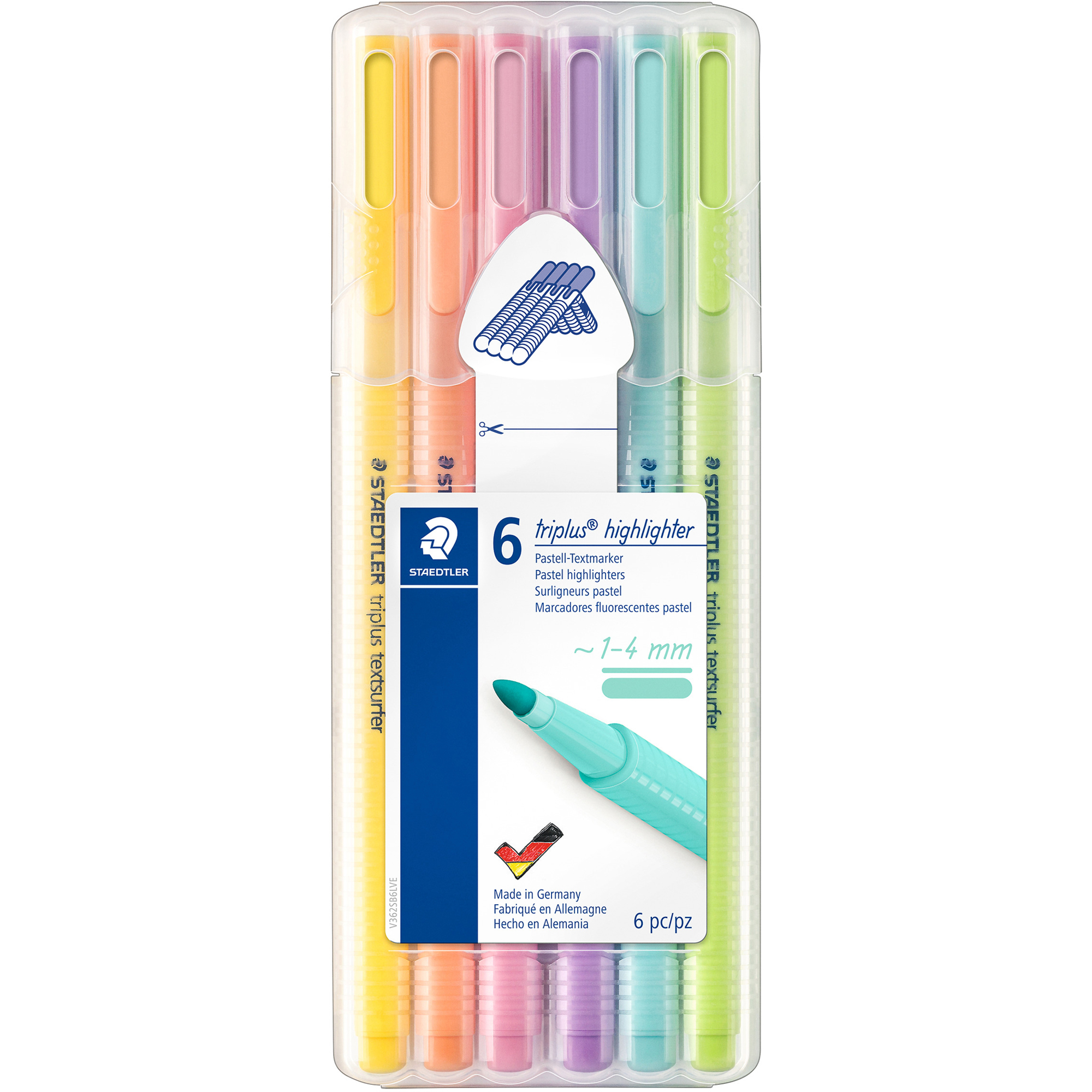 STAEDTLER TRIPLUS HIGHLIGHTERS TEXTSURFER PASTEL WALLET OF 6