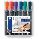 STAEDTLER LUMOCOLOR PERMANENT MARKER 350 CHISEL ASSORTED WALLET OF 6