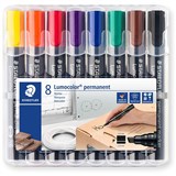 STAEDTLER LUMOCOLOR PERMANENT MARKER 350 CHISEL ASSORTED WALLET OF 8