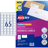 AVERY SURE FEED LABELS LASER 381 X 212MM WHITE PACK 650