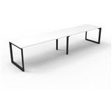RAPIDLINE DELUXE INFINITY DESK LOOP LEG SINGLE SIDED 2 PERSON 2400WX750DX730MMH WHITEBLACK