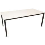 Steel Frame Education Table 1200Wx600mmD with 40mm Black Tube Frame and White Top
