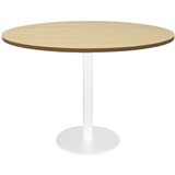 Rapidline Round Meeting Table 1200mm Diam Top Natural Oak White Satin