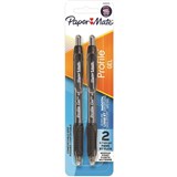 PAPERMATE PROFILE GEL PEN RETRACTABLE 07MM BLACK PACK OF 2