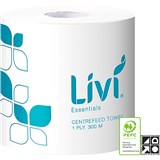 LIVI ESSENTIALS HAND TOWEL ROLL CENTREFEED 300M BOX OF 4