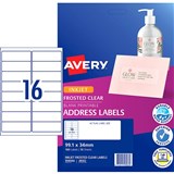 AVERY FROSTED CLEAR INKJET LABEL 16UP 991X34MM 10 SHEETS
