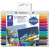 STAEDTLER DOUBLE ENDED MARKERS FABRIC ASSORTED WALLET OF 12