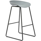 ARIES BAR STOOL WITH BLACK METAL FRAME AND POLYPROPYLENE GREY SHELL SEAT