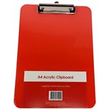 STAT CLIPBOARD A4 ACRYLIC RED
