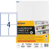 AVERY CLASSROOM LASER LABEL 991X139mm White 80 Labels 20shts