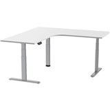 ERGOVIDA SIT STAND CORNER DESK ELECTRIC GREY FRAME WHITE TOP 1800X1800 EED633DG18018075W