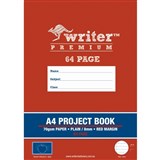 WRITER PREMIUM PROJECT BOOK A4 64 PAGE PLAIN8MM RULED RED MARGIN APPLE