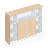 RAPIDLINE CASA SHELVING AND STORAGE UNIT 1800W X 400D X 1250MMH OAK AND WHITE