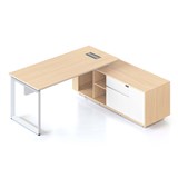 RAPIDLINE CASA EXECUTIVE DESK  RHS CABINET  PANEL LOOP LEG 2000W X 1800D X 748MMH OAK  WHITE