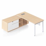 RAPIDLINE CASA EXECUTIVE DESK  LHS CABINET  PANEL PROFILE LEG 2000WX1800DX748MMH OAK  WHITE