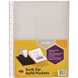 A4 KWIK ZIP REFILL POCKET MARBIG 206000  FOR 2020002 DISP BOOK PK10
