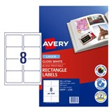 AVERY L7765 COLOUR LASER LABEL 8 SHT 991X671MM GLOSSY WHITE GLOSS
