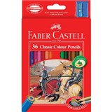 FABERCASTELL CLASSIC COLOUR PENCILS AND SHARPENER ASSORTED PACK OF 36