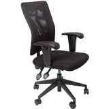 RAPIDLINE OPERATOR CHAIR ERGONOMIC MESH BACK WITH ARMS BLACK FABRIC SEAT BLACK MESH