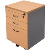 MOBILE PEDESTAL 2 DRAWER 1 FILE MULTI LOCK BEECH  IRONSTONE