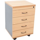 RAPIDLINE 4 DRAWER MOBILE PEDESTAL WITH LOCK BEECH  IRONSTONE