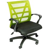 VIENNA MESH MEDIUM BACK OFFICE CHAIR WITH ARMS BLACK FABRIC SEAT LIME MESH BACK