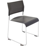 WIMBLEDON CHROME SLED CHAIR BLACK POLY SEAT AND BACK