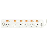 POWERPLUS POWERBOARD 6 OUTLET Individual Switch Surge O Load