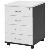WHITE IRONSTONE 4 DRAWER MOBILE PEDESTAL MP4WI
