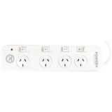 4 OUTLET INDIVIDUAL SWITCH POWERBOARD WITH SURGE AND OVERLOAD I522