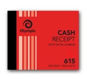OLYMPIC CARBON CASH RECEIPT BOOK 615 TRIPICATE 100X125MM