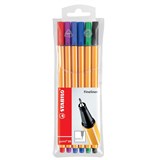 STABILO POINT 88 FINELINER PEN Wallet of 6 Assorted Colours