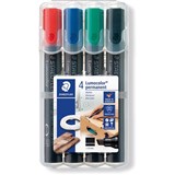 STAEDTLER 350 DRYSAFE PERMANENT MARKERS CHISEL 4 ASSORTED WLT4