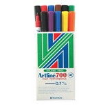 ARTLINE 700 PERMANENT MARKERS ASSORTED 8 COLOURS BX12