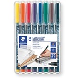 STAEDTLER 317 LUMOCOLOR OHP PENS PERMANENT MEDIUM 0610MM 8 ASSORTED WLT8