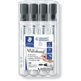 STAEDTLER LUMOCOLOR MARKER WHITEBOARD BULLET TIP BLACK WALLET OF 4
