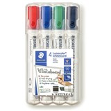 STAEDTLER CHISEL TIP WHITEBOARD MARKERS ASSORTED WALLET 4 351 B WP4