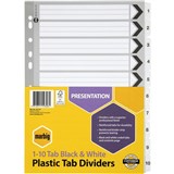A4 DIVIDERS 10 REINFORCED TAB BOARD 110 BLACK  WHITE REINF TA