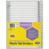 A4 DIVIDERS AZ REINFORCED TAB BOARD BLACK  WHITE SET