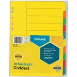 BRIGHT MANILLA DIVIDERS A4 10 TAB MULTI COLOURED 6050 100080806  912962