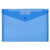 A4 PP WALLET  BUTTON BLUE DOCULOPE