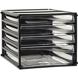 ESSELTE FILING DRAWERS 4 CLEAR DRAWERS BLACK SHELL