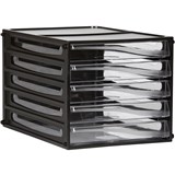 ESSELTE FILING DRAWERS 5 CLEAR DRAWERS BLACK SHELL